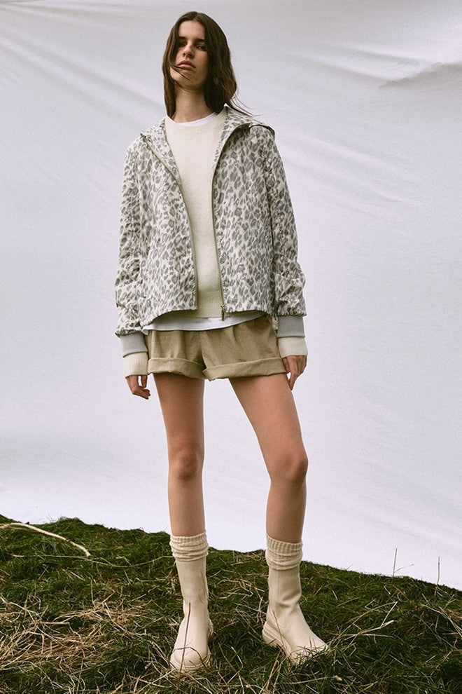 Womens 'Crop' Raincoat -  Leopard Smudge