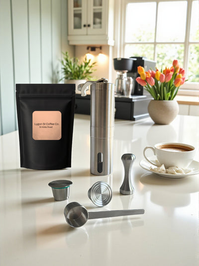 Nespresso Reusable Coffee Pods - Barista pack | Stainless Steel Capsules, Grinder & Accessories Set