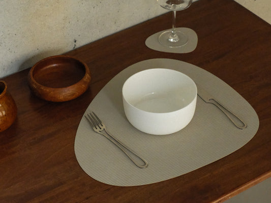 Recycled Leather Table Mat 4pk - Curve | Corduroy | Handcrafted Denmark