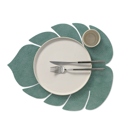 Recycled Leather Table Mat 4pk - Monstera | Hippo | Handcrafted Denmark