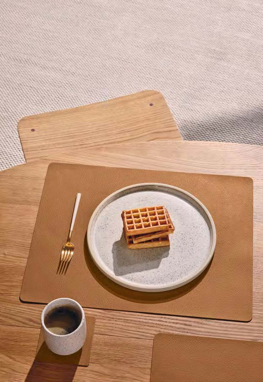 Recycled Leather Table Mat 4pk - Square | Serene | Handcrafted Denmark