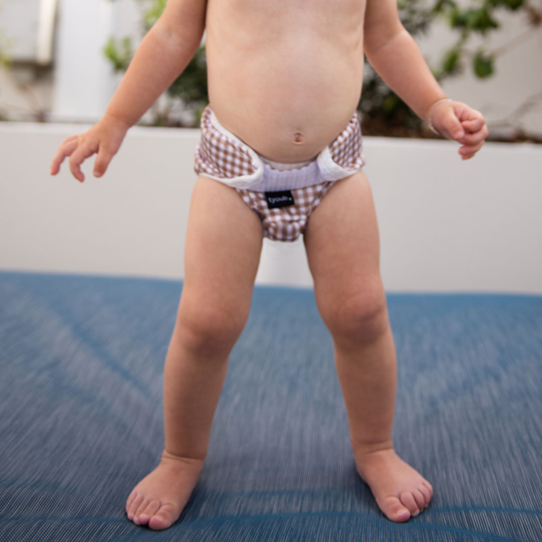 On The Go Gift Set - Reusable Swim Nappy, Wet Bag and Baby Bib - Fawn Gingham