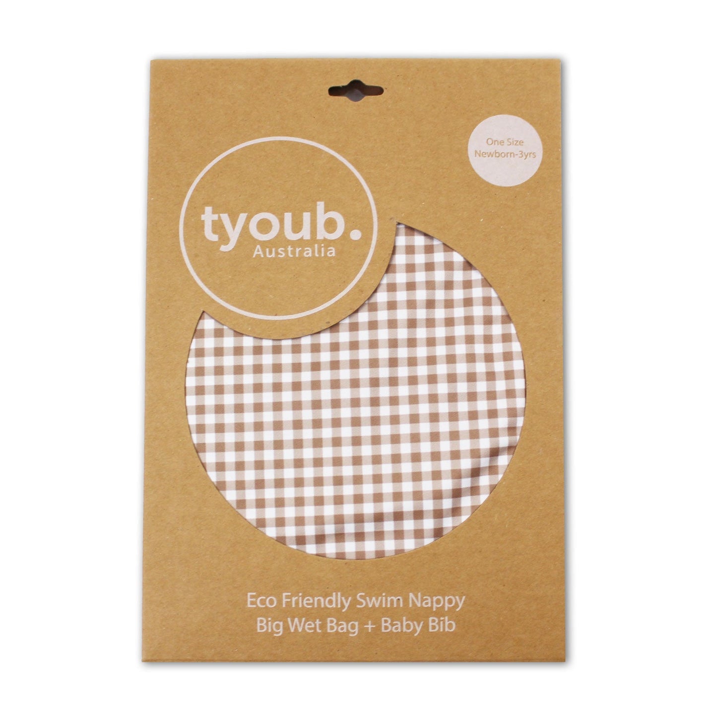 On The Go Gift Set - Reusable Swim Nappy, Wet Bag and Baby Bib - Fawn Gingham