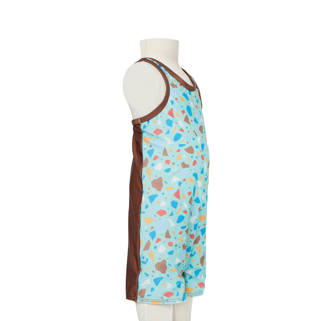Kids Racer Back Kneesuit Zootie - Ocean Glass Green | Brown