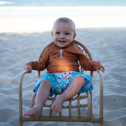 Long Sleeve Raglan Rash Vest - Terracotta Kids