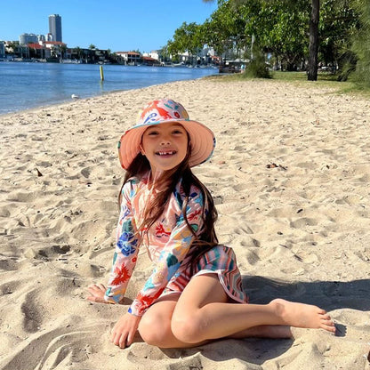 Long Sleeve Cropped Rash Vest - Girls - Phoenix Print | Vanilla