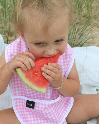 On The Go Gift Set - Reusable Swim Nappy, Wet Bag and Baby Bib - Pink Gingham