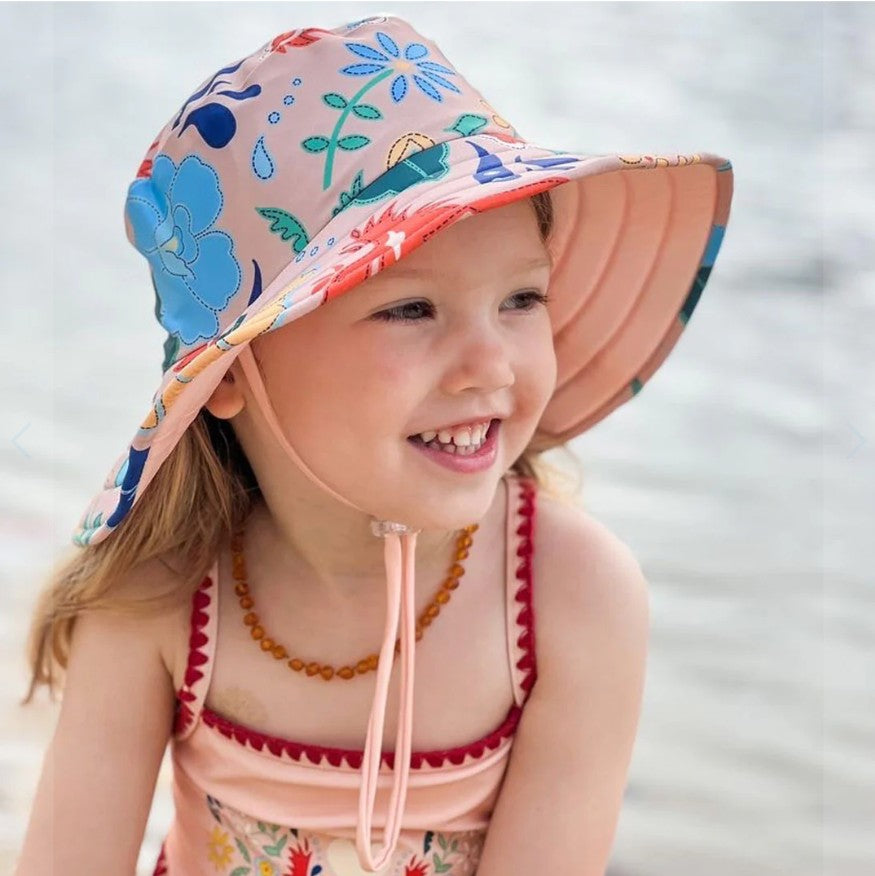 Kids Wide Brim Bucket Hat | Phoenix Vanilla | Full UV Coverage