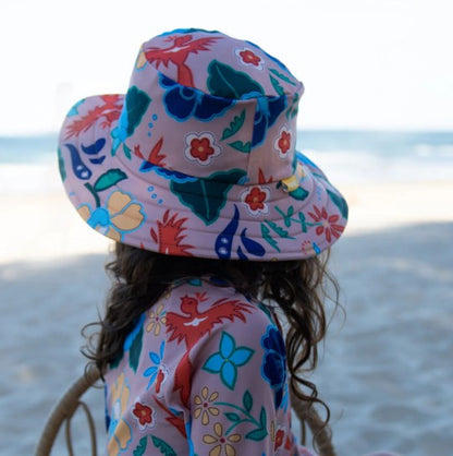Kids Wide Brim Bucket Hat | Phoenix Vanilla | Full UV Coverage