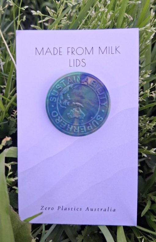Recycled Plastic Lapel Pin│Sustainability Superhero│Handmade in Australia