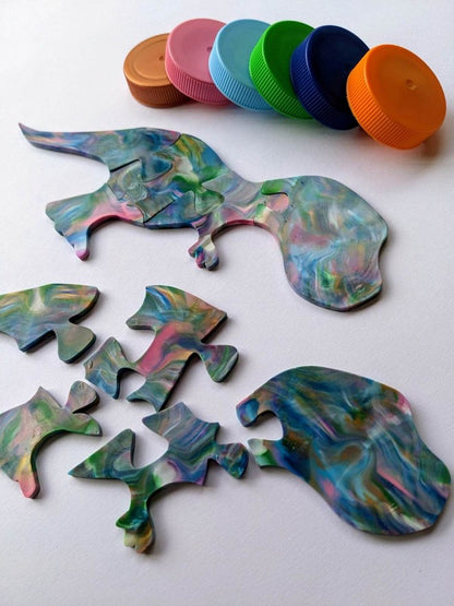 Recycled Plastic Dinosaur Puzzle│Stegosaurus, T-Rex & More│Kids 5+