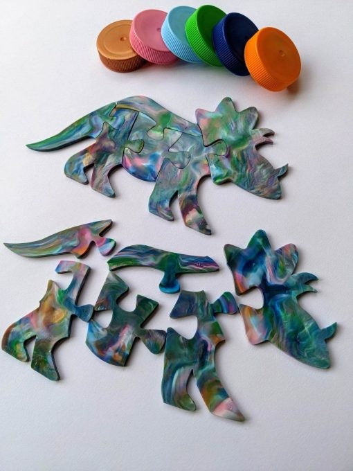 Recycled Plastic Dinosaur Puzzle│Stegosaurus, T-Rex & More│Kids 5+