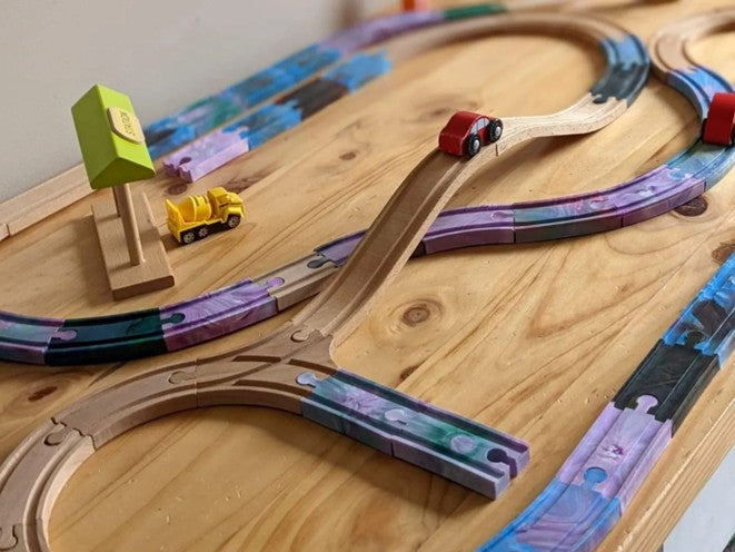 Recycled Plastic Train Track│Connects to Wooden Tracks│Kids 3+