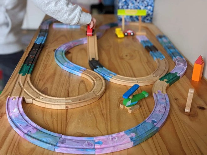 Recycled Plastic Train Track│Connects to Wooden Tracks│Kids 3+