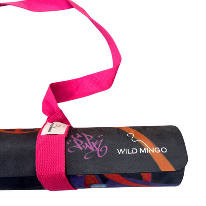 Detailed close-up of the sweat-activated absorbent microsuede top layer on a machine washable yoga mat.