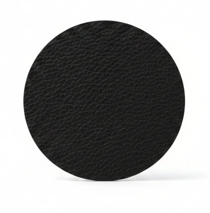 Circle recycled leather coaster featuring the signature LIND DNA buffalo texture.