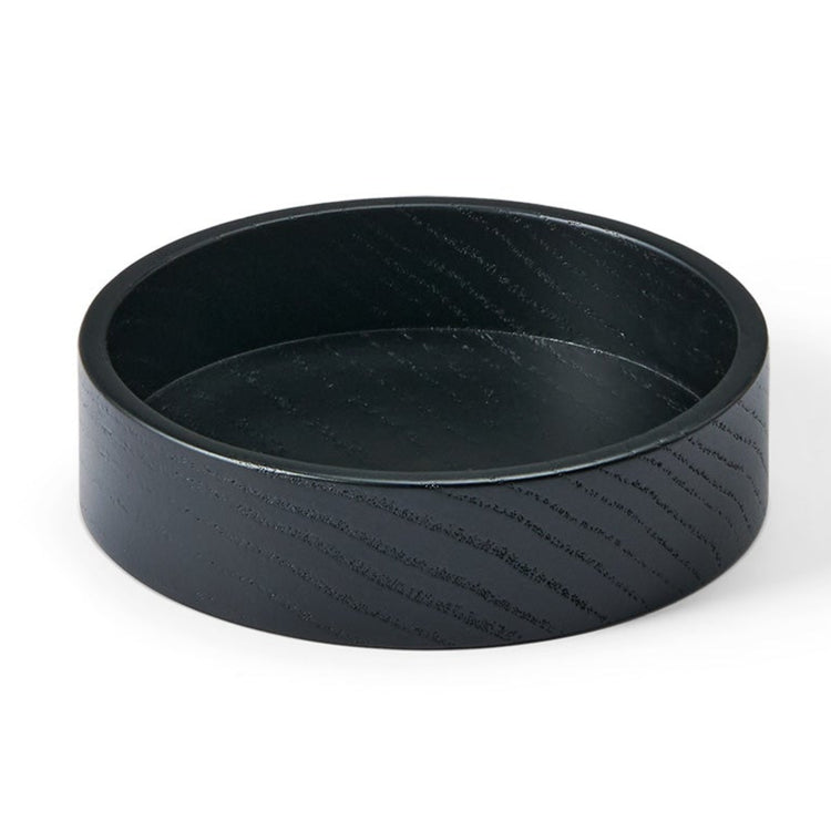 LIND DNA Circle recycled leather coaster box black side view.