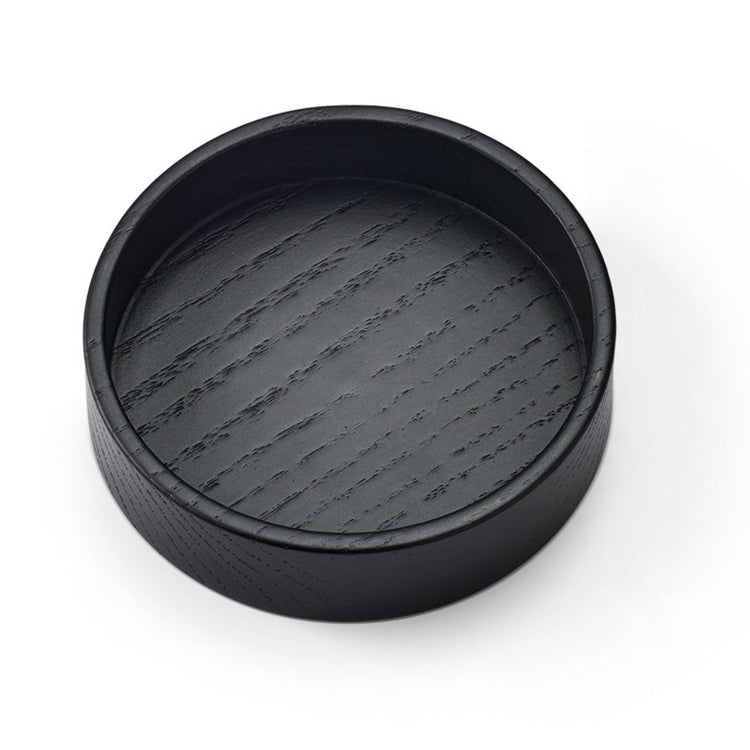 LIND DNA Circle recycled leather coaster box black top view.