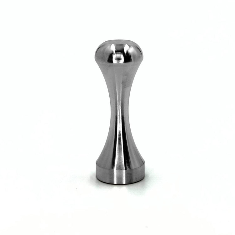 Pod Star stainless steel coffee tamper for Espressotoria or Nespresso on a white background.