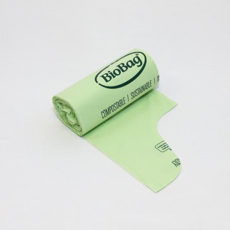 Compost Mate Australian made and owned certified compostable bin liners roll for eco-friendly kitchen waste management.
