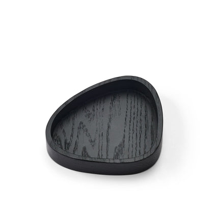 Curve recycled leather coaster box black top view.