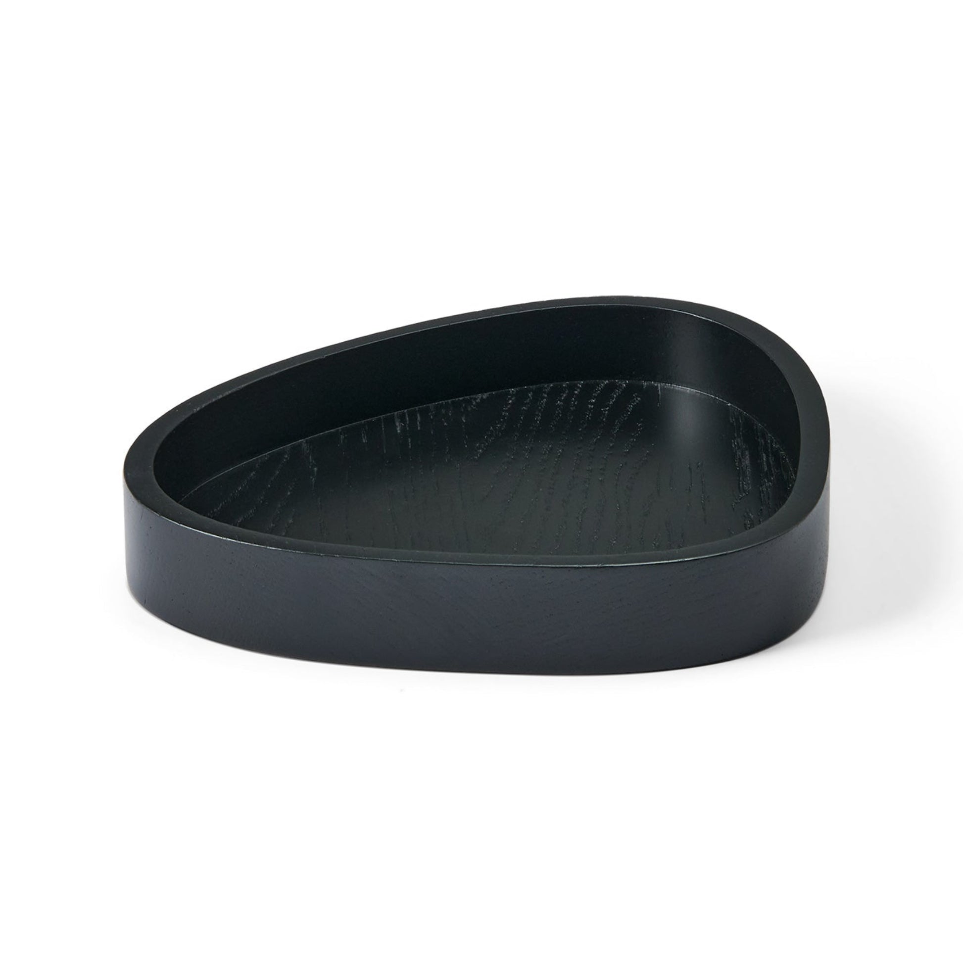 Curve recycled leather coaster box black side view.