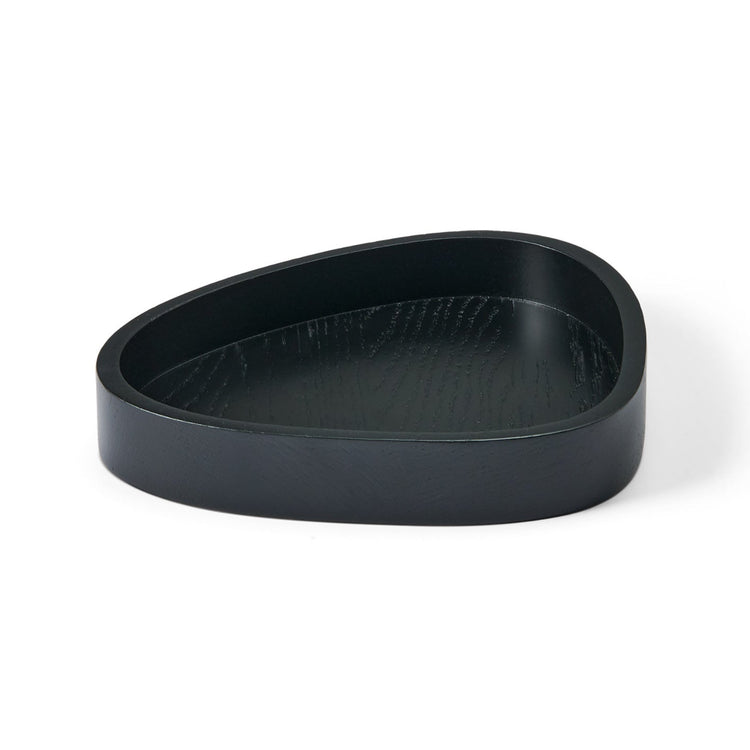 Curve recycled leather coaster box black side view.