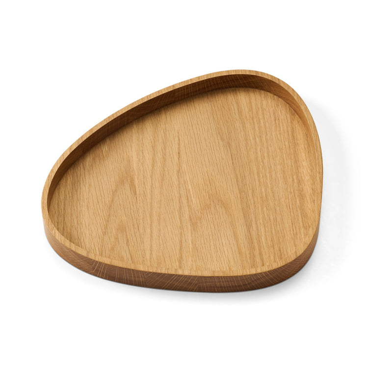 LIND DNA Curve recycled leather coaster box oak nature top view.