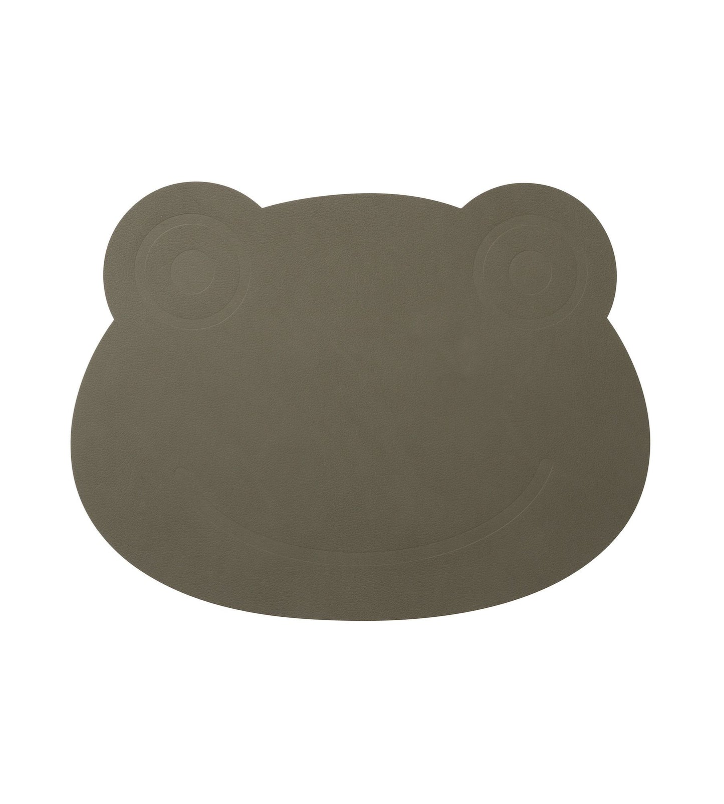Placemat shaped like a frog face on a white background