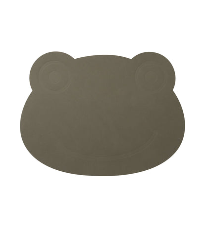 Placemat shaped like a frog face on a white background