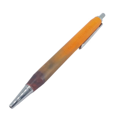 Eco-friendly retractable ballpoint pen in orange. Sustainable office stationery made from recycled materials in Australia.