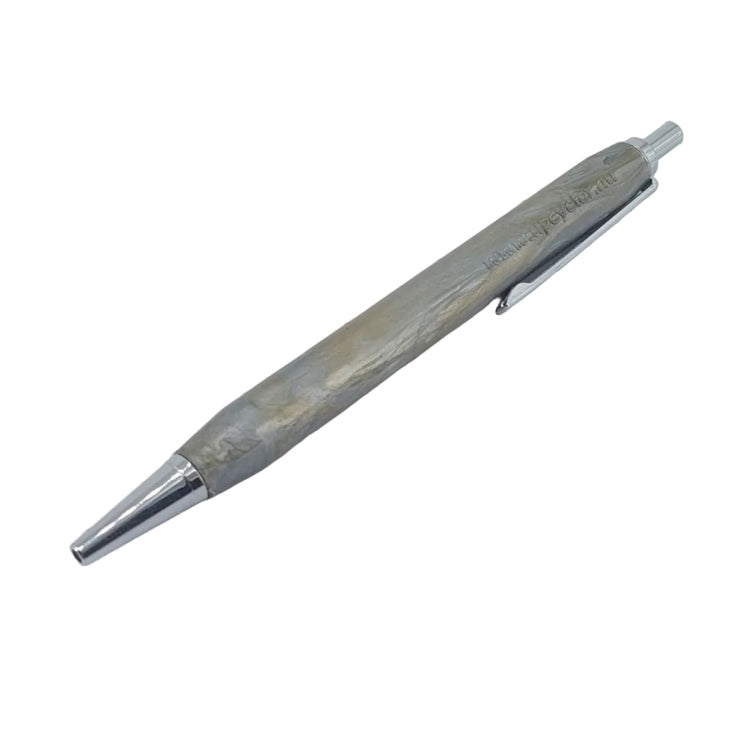 Eco-friendly retractable ballpoint pen in Silver gold. Sustainable office stationery made from recycled materials in Australia.