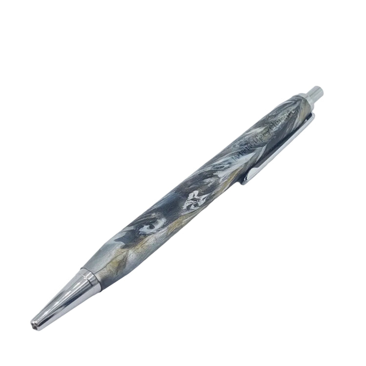 Eco-friendly retractable ballpoint pen in Storm. Sustainable office stationery made from recycled materials in Australia.