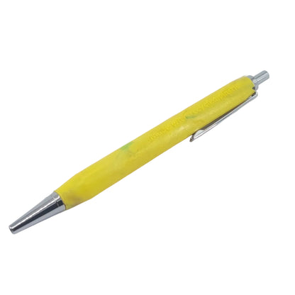 Eco-friendly retractable ballpoint pen in Yellow. Sustainable office stationery made from recycled materials in Australia.