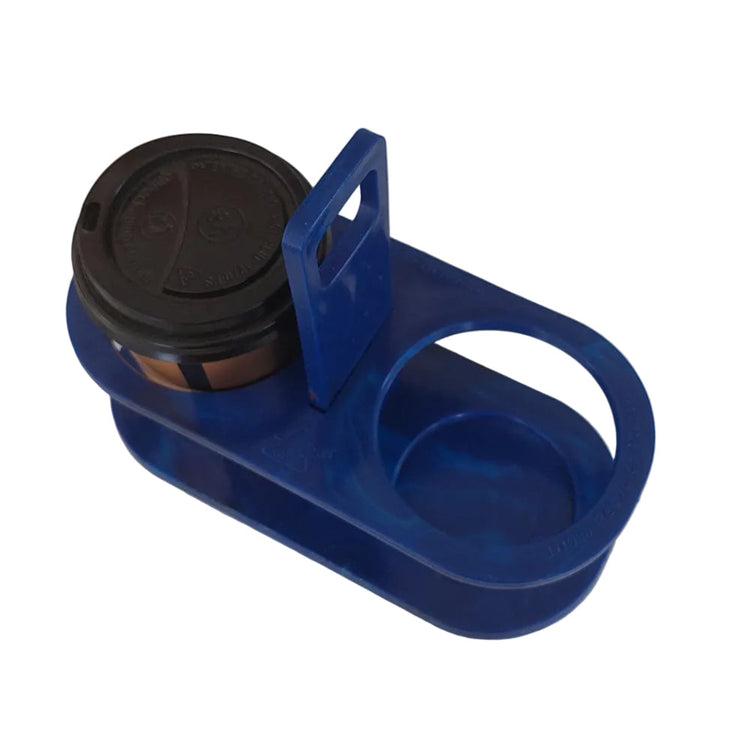 Marble-textured color options for the EcoSip Duo coffee caddy, handcrafted from upcycled plastic waste in blue.