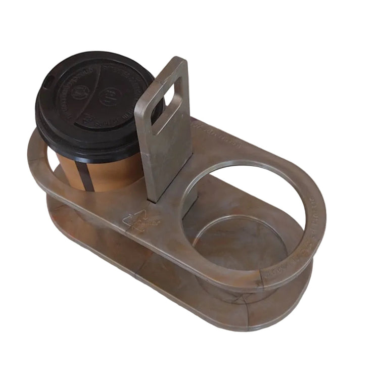 Marble-textured color options for the EcoSip Duo coffee caddy, handcrafted from upcycled plastic waste in gold.