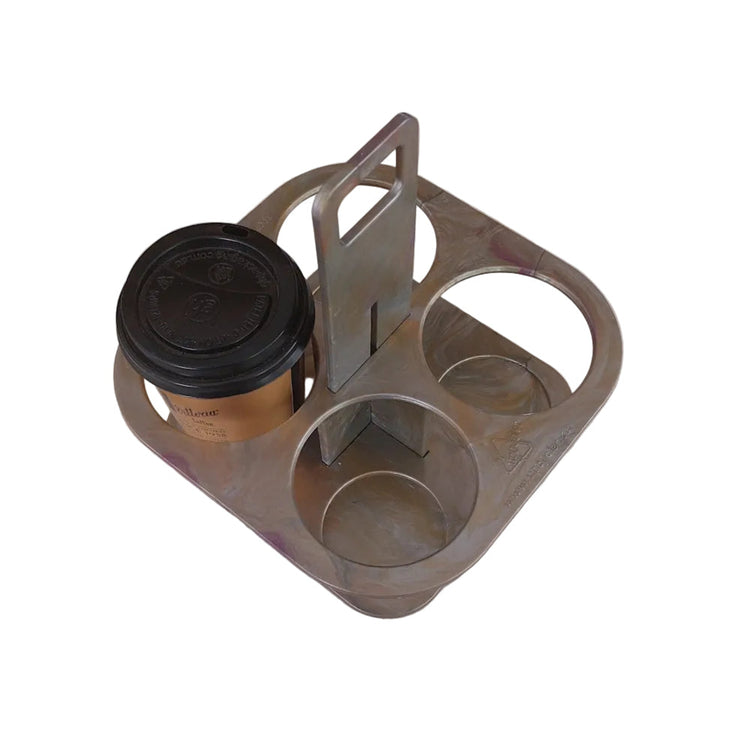 Different marbled colorways available for the EcoSip Quad coffee carrier in gold.