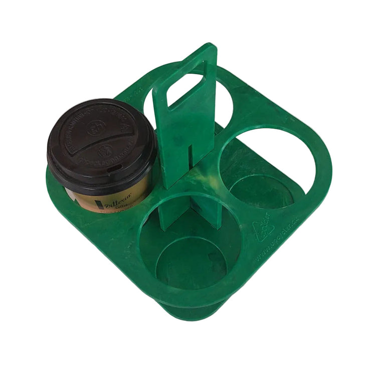 Different marbled colorways available for the EcoSip Quad coffee carrier in green.