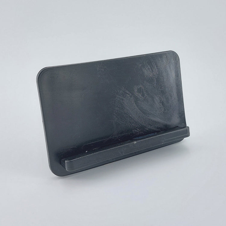 Fully assembled EcoView mobile phone stand made from marbled recycled plastic in Black. Eco friendly desktop phone holder in Australia.