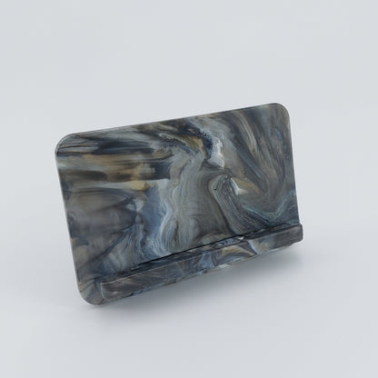 Fully assembled EcoView mobile phone stand made from marbled recycled plastic in Storm. Eco friendly desktop phone holder in Australia.