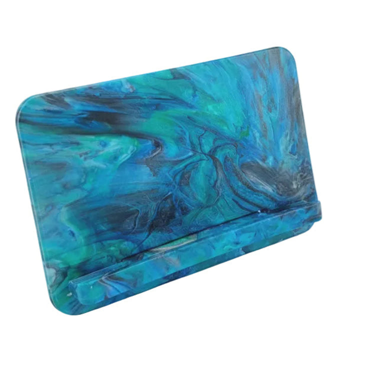 Fully assembled EcoView mobile phone stand made from marbled recycled plastic in Turbulent. Eco friendly desktop phone holder in Australia.