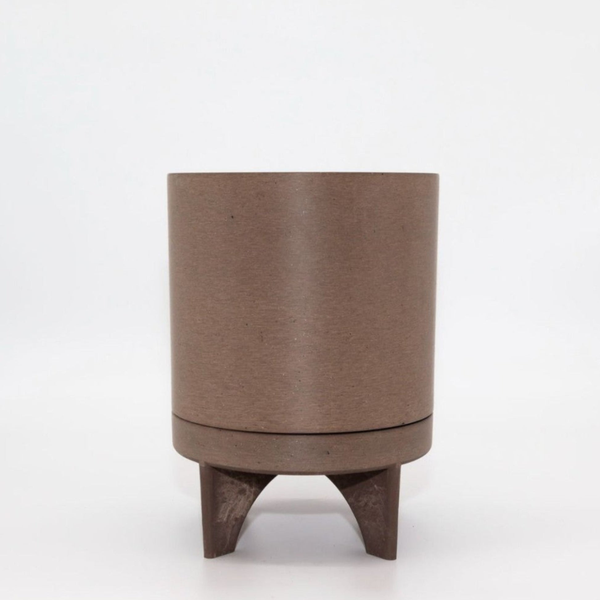 Single Florence recycled plastic plant pot with a smooth minimalist tapered silhouette on a clean white background, available in Australia. Beachwood variant.