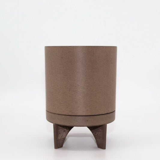 Single Florence recycled plastic plant pot with a smooth minimalist tapered silhouette on a clean white background, available in Australia. Beachwood variant.
