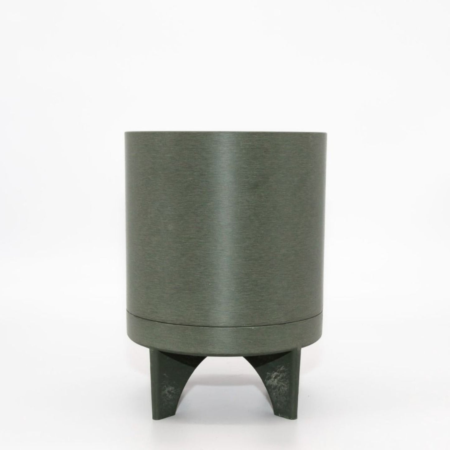 Single Florence recycled plastic plant pot with a smooth minimalist tapered silhouette on a clean white background, available in Australia. Olive shown.