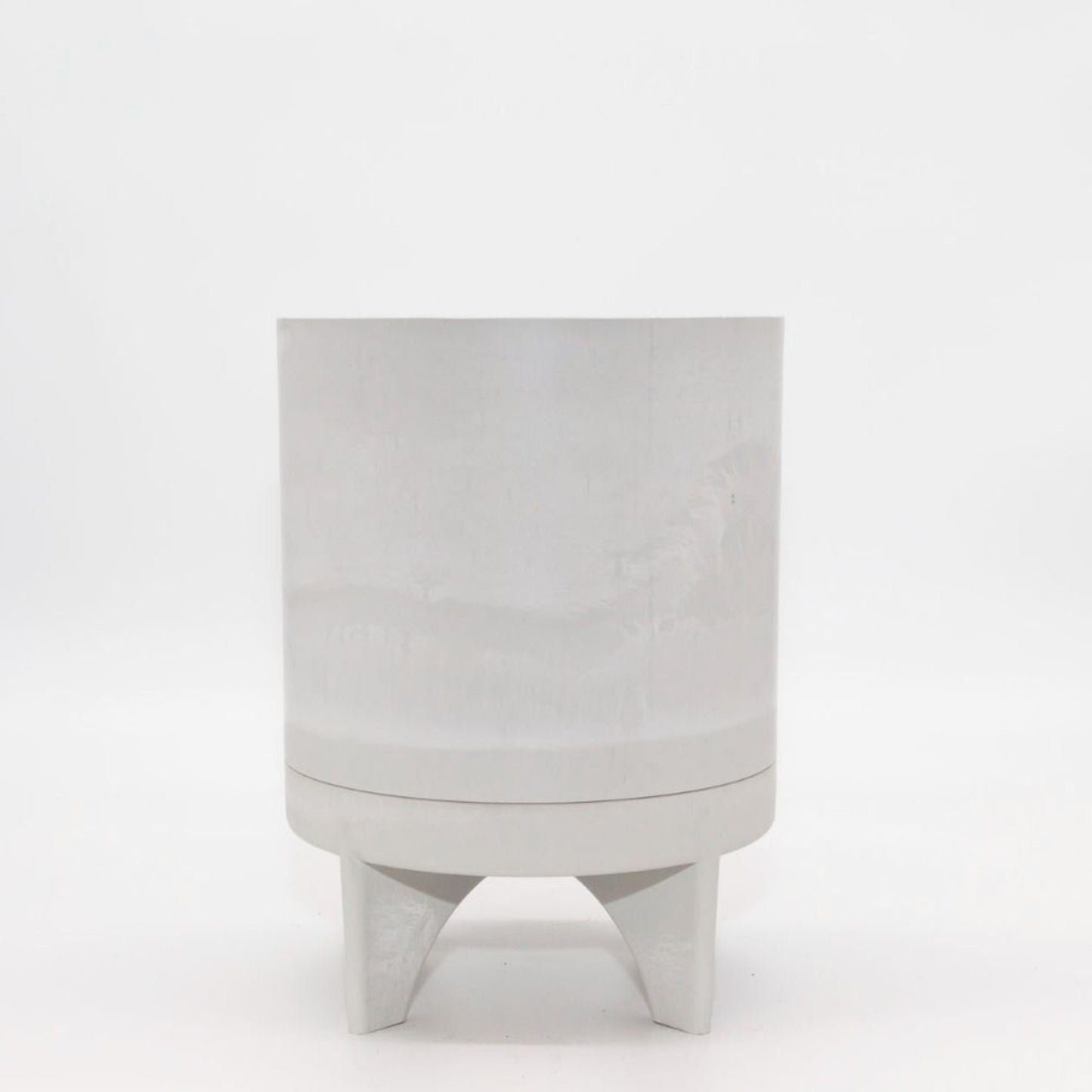 Single Florence recycled plastic plant pot with a smooth minimalist tapered silhouette on a clean white background, available in Australia. White stone shown.