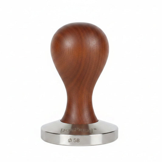 A premium hand-turned recycled timber coffee tamper with a precision-weighted stainless steel base, handcrafted in Australia by Lyons Woodturning.