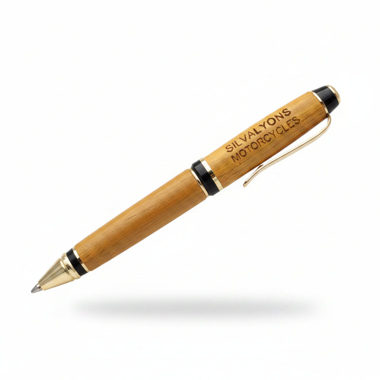A beautifully hand-turned timber barrel pen crafted from recycled wood by Lyons Woodturning in Australia, compatible with Parker pen refills.