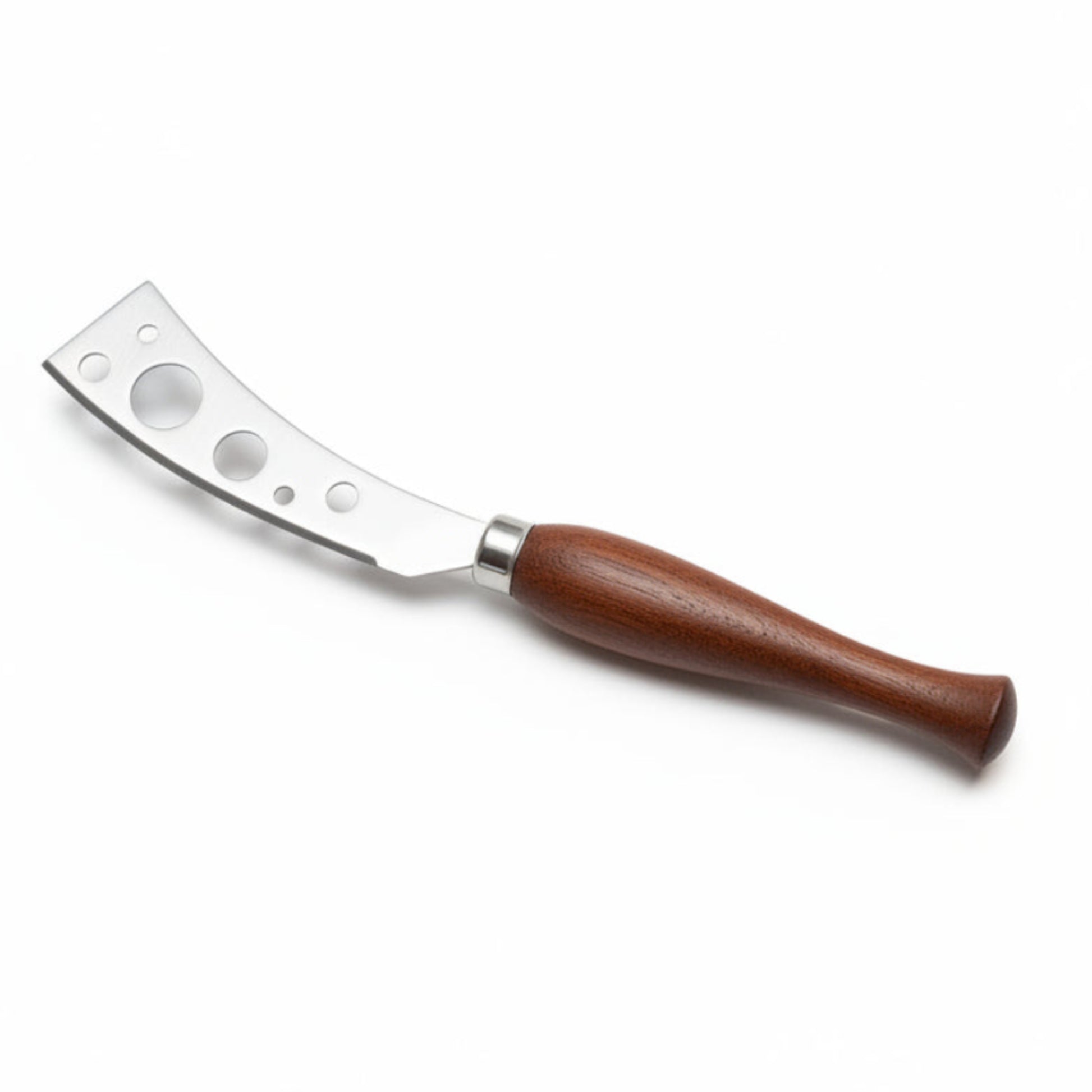 A high-quality stainless steel cheese knife with a hand-turned recycled timber handle, made by Lyons Woodturning in Jindera, New South Wales.