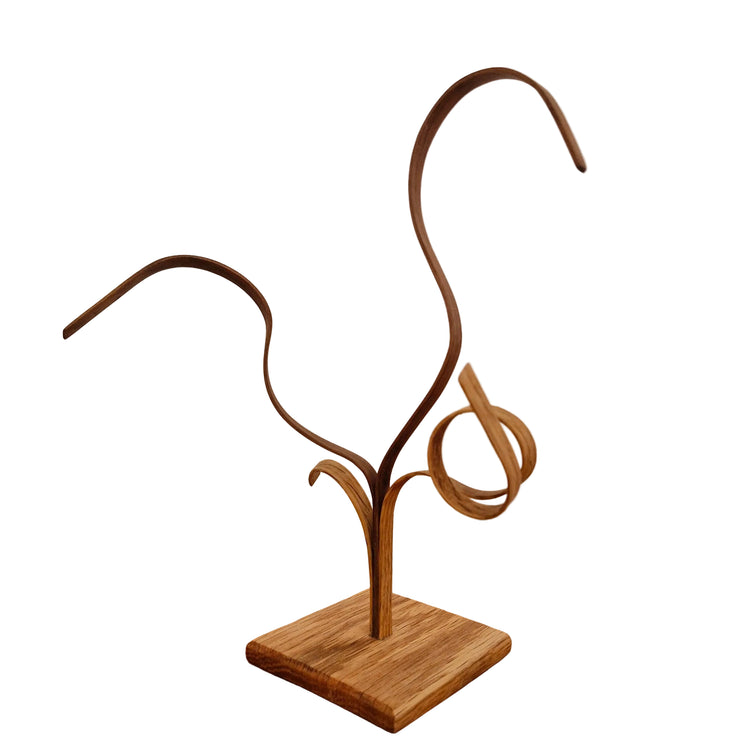cmmhHandcrafted timber sculpture, American Oak and Blackwood art piece, unique Australian sustainable home decor.