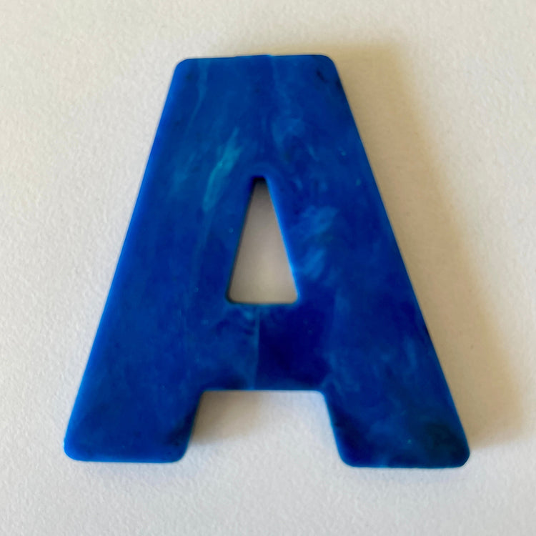 Custom recycled plastic house number for letterboxes blue variant letter A.